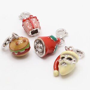 Vintage Sterling Silver Red Green Yellow Enamel Charms for Choice